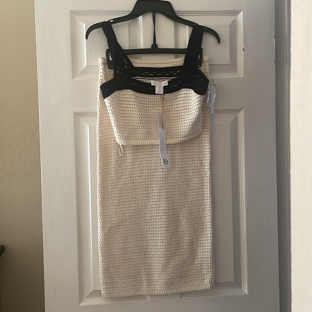 New House of Harlow 1960 Knit Crochet 2 piece Skirt & Top Set
